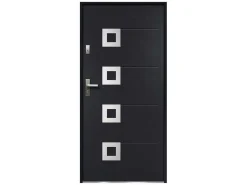 Toegangsdeur Van Geglazuurd En Roestvrij Staal H207 X B100 Cm Antraciet - Rechter Deur - Tifana-Vente-unique Best