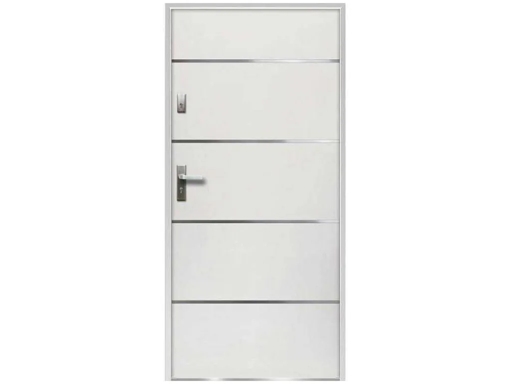Toegangsdeur Van Massief Staal En Roestvrij Staal H207 X B100 Cm Wit - Rechts Duwend - Naxara-Vente-unique Clearance
