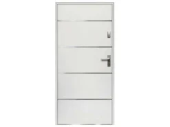 Toegangsdeur Van Massief Staal En Roestvrij Staal H207 X B100 Cm Wit - Links Duwend - Naxara-Vente-unique Discount