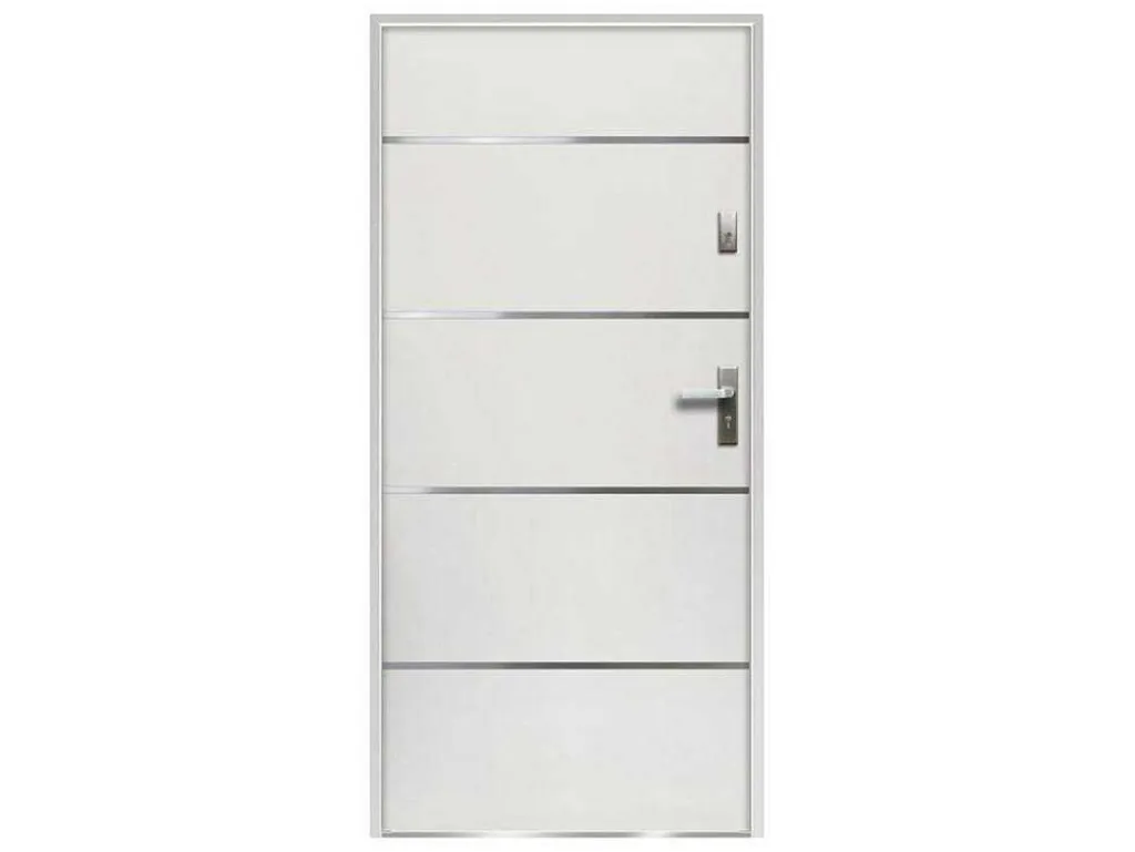 Toegangsdeur Van Massief Staal En Roestvrij Staal H207 X B100 Cm Wit - Links Duwend - Naxara-Vente-unique Discount