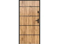 Toegangsdeur Van Roestvrij Staal H207 X B100 Cm Eik-Effect - Links - Naxara-Vente-unique Hot