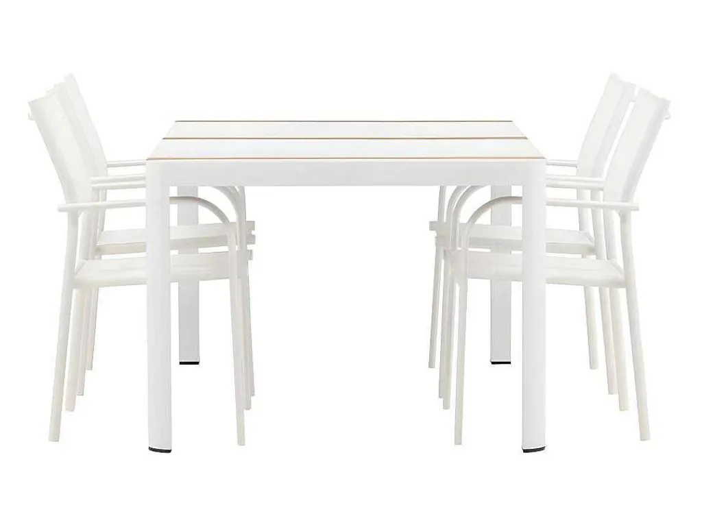 Togo Tuinmeubelset Tafel 90X150Cm Wit, 4 Stoelen Santorini Wit.-Vente-unique