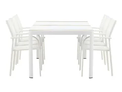Togo Tuinmeubelset Tafel 100X200Cm Wit, 6 Stoelen Santorini Wit.-Vente-unique Online