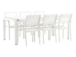Togo Tuinmeubelset Tafel 100X200Cm Wit, 6 Stoelen Santorini Wit.-Vente-unique Online
