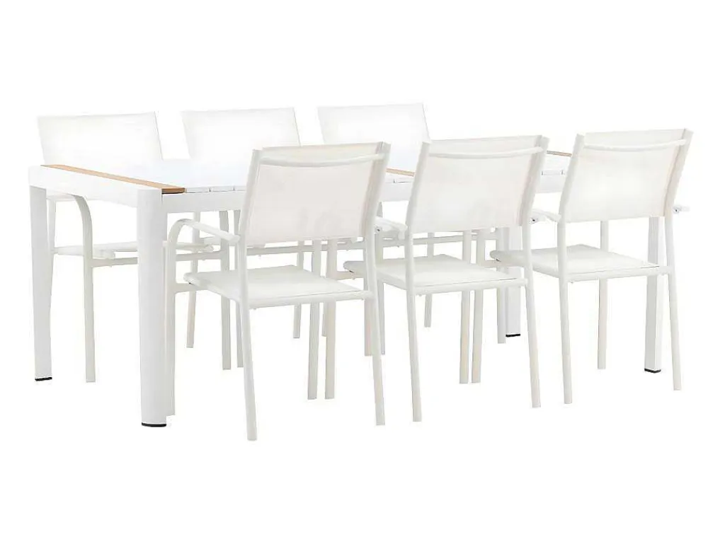 Togo Tuinmeubelset Tafel 100X200Cm Wit, 6 Stoelen Santorini Wit.-Vente-unique Online