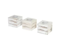 Tolve Theelichthouder (Set Van 3), Wit-Vente-unique Online