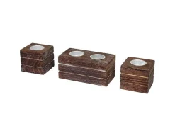 Tolve Theelichthouderset (3 Stuks), Bruin-Vente-unique Online