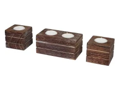 Tolve Theelichthouderset (3 Stuks), Bruin-Vente-unique Online