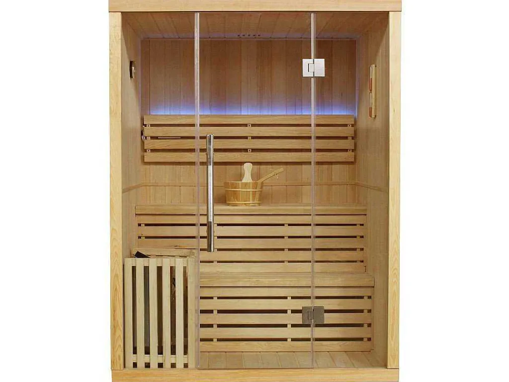 Traditionele Finse Sauna Sigtuna - 2 Tot 3 Plaatsen - L150 X L120 X H200 Cm - Met Led Verlichting-VOGUE SAUNA Online