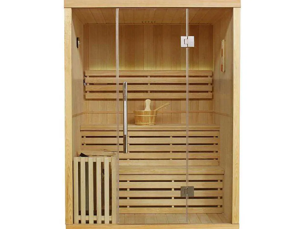 Traditionele Finse Sauna Sigtuna - 2 Tot 3 Plaatsen - L150 X L120 X H200 Cm - Met Led Verlichting-VOGUE SAUNA Online