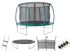 Trampoline Met Binnenbeschermingsnet, Ladder, Hoes En Verankeringsset - D.366 Cm - Wallaby-Vente-unique Best