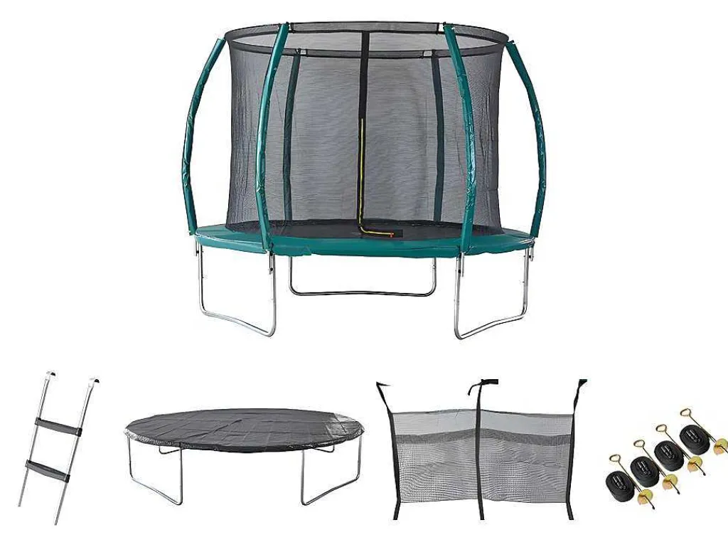 Trampoline Met Binnenbeschermingsnet, Ladder, Hoes En Verankeringsset - D.305 Cm - Wallaby-Vente-unique Online
