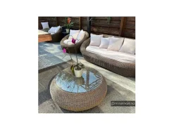 Tuin Loungeset Van Karamel Gevolchten Hars - Zitbank & 2 Fauteuils & Salontafel - Whiteheaven-MYLIA Online