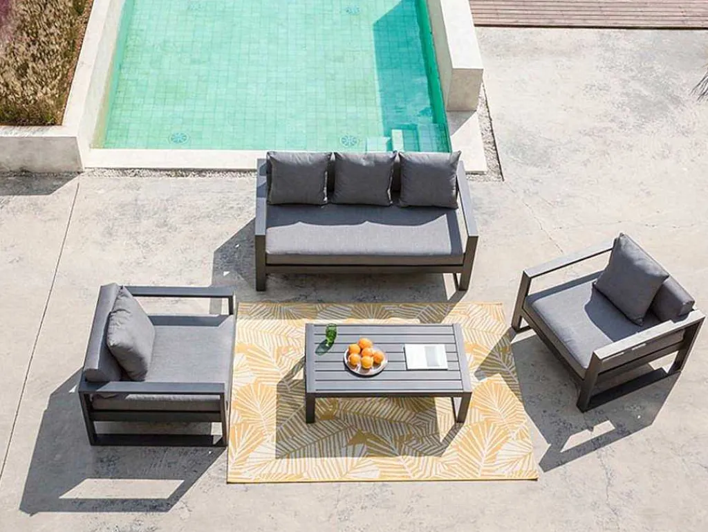 Tuin Salontafel Molokai Van Aluminium - Antraciet-MYLIA Clearance