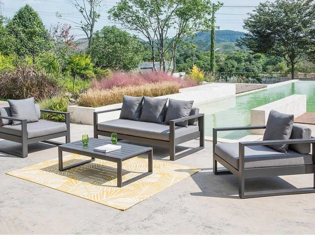 Tuin Salontafel Molokai Van Aluminium - Antraciet-MYLIA Clearance