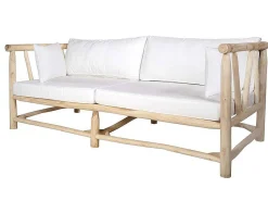 Tuinbank Van Teakhout Met Kussens - Licht Naturel En Wit - Tulum-MYLIA Outlet