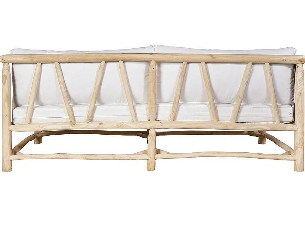 Tuinbank Van Teakhout Met Kussens - Licht Naturel En Wit - Tulum-MYLIA Outlet