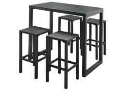 Tuinbar En 4 Barkrukken Van Aluminium - Antraciet - Walpole Van-MYLIA Clearance