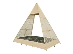Tuinbed - Rotan Tent Voor 2 Personen - Met Gordijn En Kussens - Beige-ModernLuxe Online