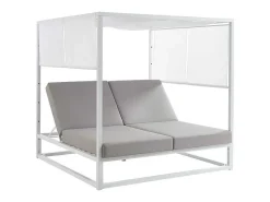 Tuinbed Met Baldakijn Van Aluminium - Wit En Grijs - Livadis Van-MYLIA Clearance