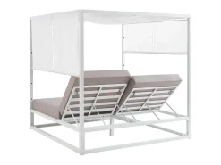 Tuinbed Met Baldakijn Van Aluminium - Wit En Grijs - Livadis Van-MYLIA Clearance