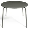 Tuineethoek Van Metaal - Een Tafel D110 Cm En 4 Opstapelbare Fauteuils - Donkergrijs - Mirmande-MYLIA Online