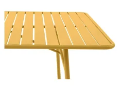 Tuineethoek Van Metaal - Een Tafel D160 Cm Met 2 Opstapelbare Fauteuils En 4 Opstapelbare Stoelen - Mosterdgeel - Mirmande Van-MYLIA Outlet