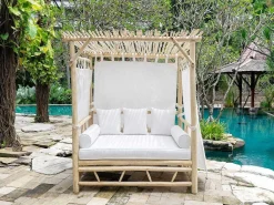 Tuinhemelbed Van Teakhout - Licht Naturel En Wit - Tulum-MYLIA