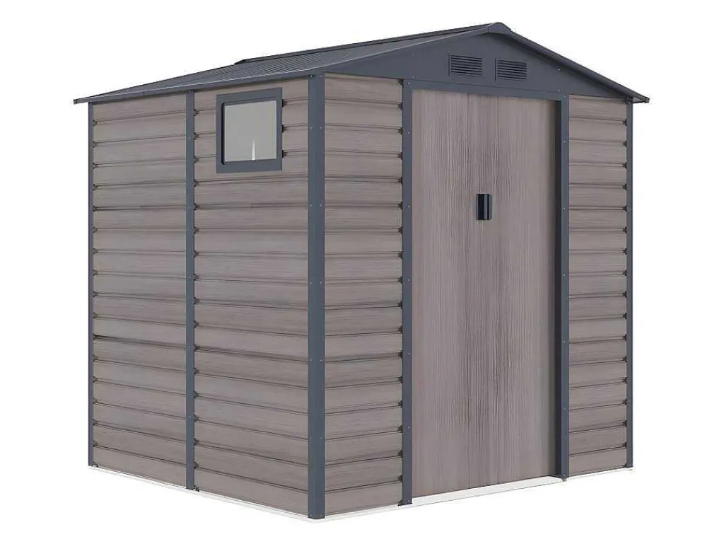 Tuinhuisje Van Gegalvaniseerd Staal Met Houteffect Adelmo - Grijs - 4,15 M-EXPERTLAND Discount