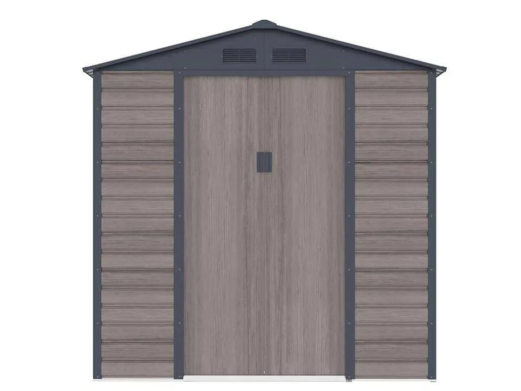 Tuinhuisje Van Gegalvaniseerd Staal Met Houteffect Adelmo - Grijs - 4,15 M-EXPERTLAND Discount
