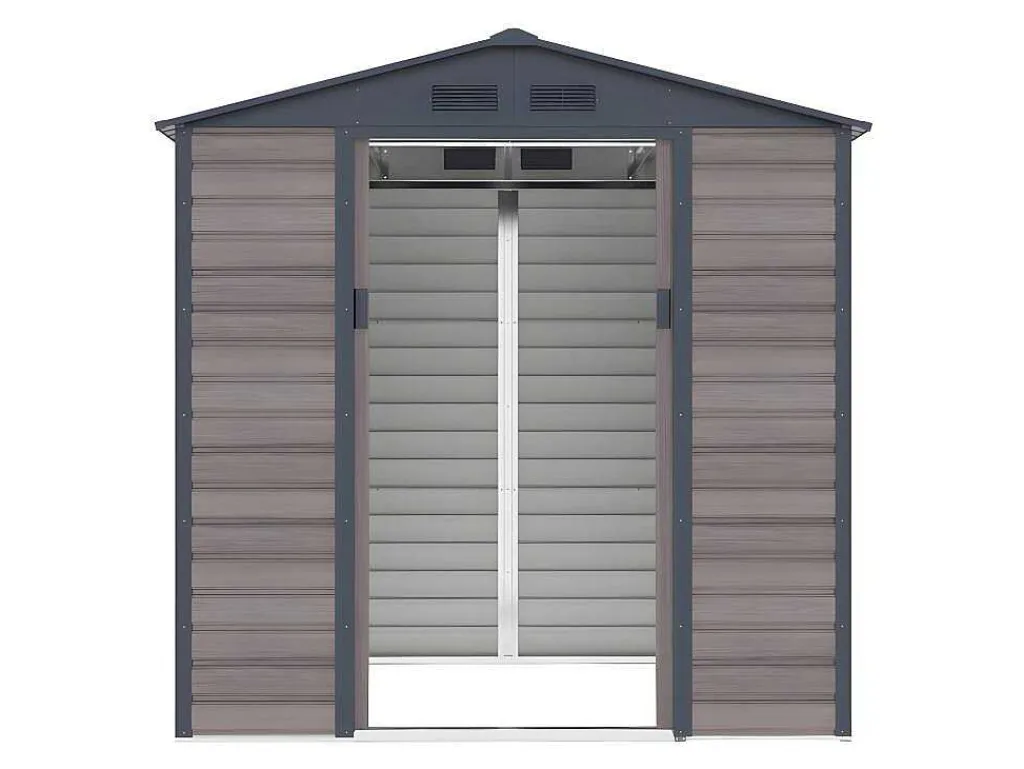 Tuinhuisje Van Gegalvaniseerd Staal Met Houteffect Adelmo - Grijs - 4,15 M-EXPERTLAND Discount