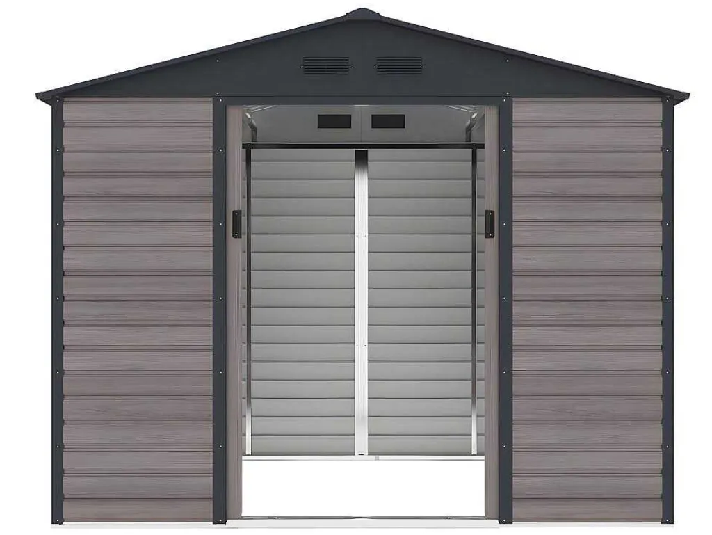 Tuinhuisje Van Gegalvaniseerd Staal Met Houteffect Adelmo - Grijs - 5,40 M-EXPERTLAND Hot