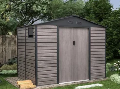 Tuinhuisje Van Gegalvaniseerd Staal Met Houteffect Adelmo - Grijs - 5,40 M-EXPERTLAND Hot