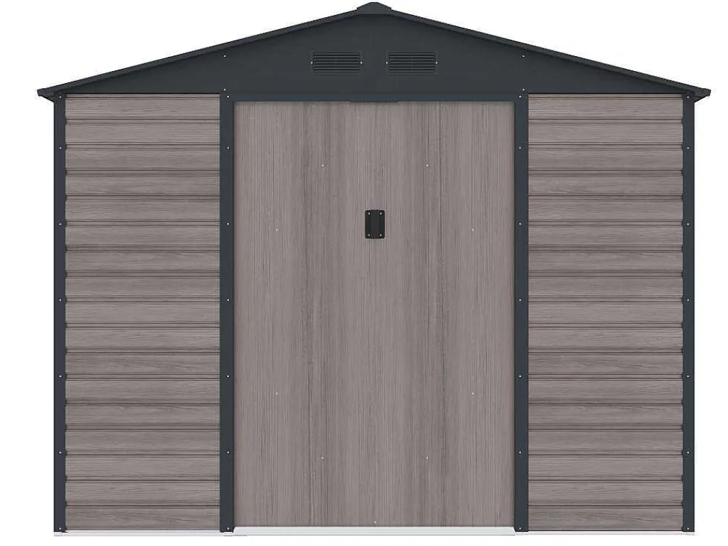 Tuinhuisje Van Gegalvaniseerd Staal Met Houteffect Adelmo - Grijs - 8,94 M-EXPERTLAND Clearance