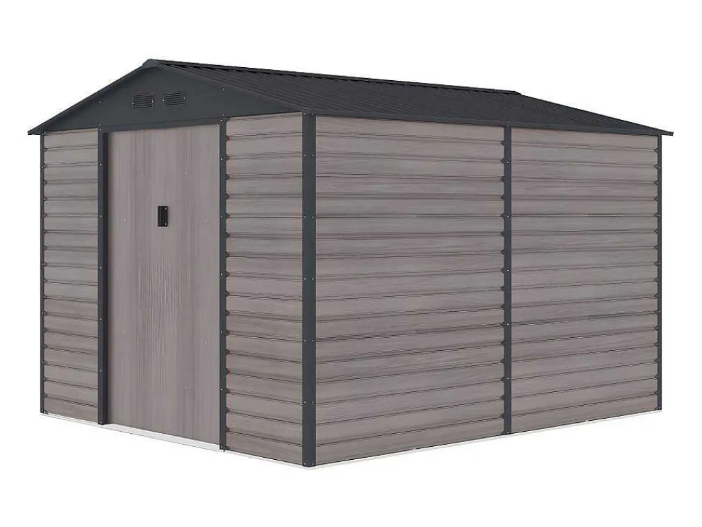 Tuinhuisje Van Gegalvaniseerd Staal Met Houteffect Adelmo - Grijs - 8,94 M-EXPERTLAND Clearance