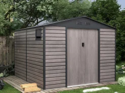 Tuinhuisje Van Gegalvaniseerd Staal Met Houteffect Adelmo - Grijs - 8,94 M-EXPERTLAND Clearance