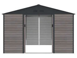 Tuinhuisje Van Gegalvaniseerd Staal Met Houteffect Adelmo - Grijs - 10,98 M-EXPERTLAND Outlet