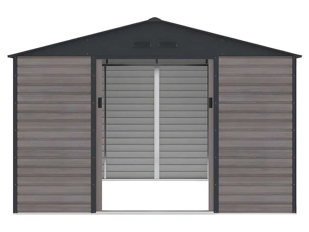 Tuinhuisje Van Gegalvaniseerd Staal Met Houteffect Adelmo - Grijs - 10,98 M-EXPERTLAND Outlet