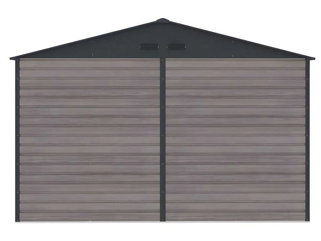 Tuinhuisje Van Gegalvaniseerd Staal Met Houteffect Adelmo - Grijs - 10,98 M-EXPERTLAND Outlet
