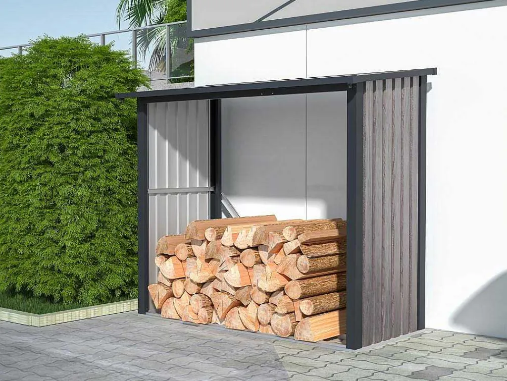 Tuinhuisje Van Verzinkt Staal Met Houteffect 1,98 M3 - 2 Kub - B182 X D89 X H156 Cm - Birwood-EXPERTLAND Clearance