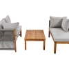 Tuinmeubelen In Acaciahout En Grijs Touw - 2 Zitbanken En 1 Salontafel - Verstelbare Poten - Grijs & Naturel-ModernLuxe Hot