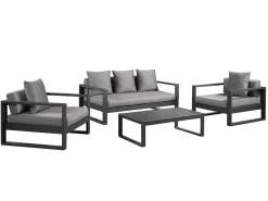 Tuinsalon Molokai In Aluminiun: Driezitsbank, 2 Fauteuils, Salontafel-MYLIA Outlet