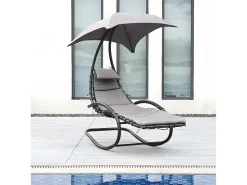 Tuinschommelstoel Met Parasol En Antracietkleurig Kussen - Waterbestendig - Moheli-MYLIA