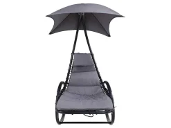 Tuinschommelstoel Met Parasol En Antracietkleurig Kussen - Waterbestendig - Moheli-MYLIA