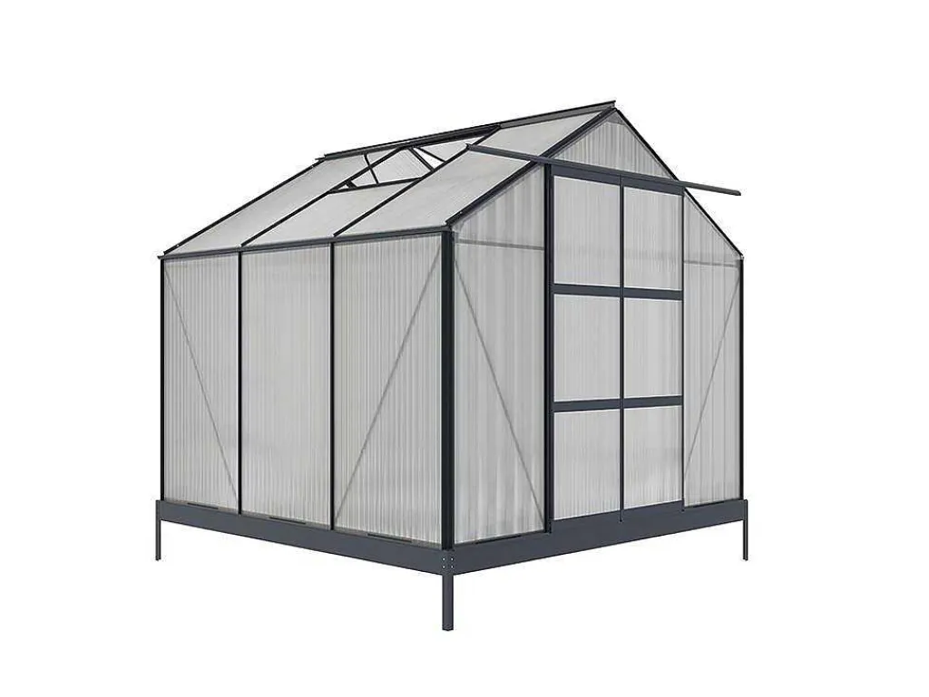 Tuinserre Van Polycarbonaat Anissa Met Basis - 5,9 M - Antraciet-EXPERTLAND Online