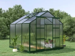 Tuinserre Van Polycarbonaat Anissa Met Basis - 5,9 M - Groen-EXPERTLAND