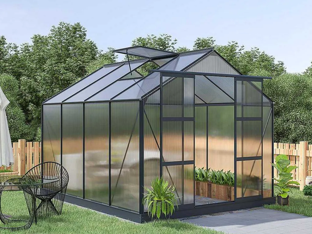 Tuinserre Van Polycarbonaat 7.5 M Greenea Ii - Antraciet-EXPERTLAND Discount