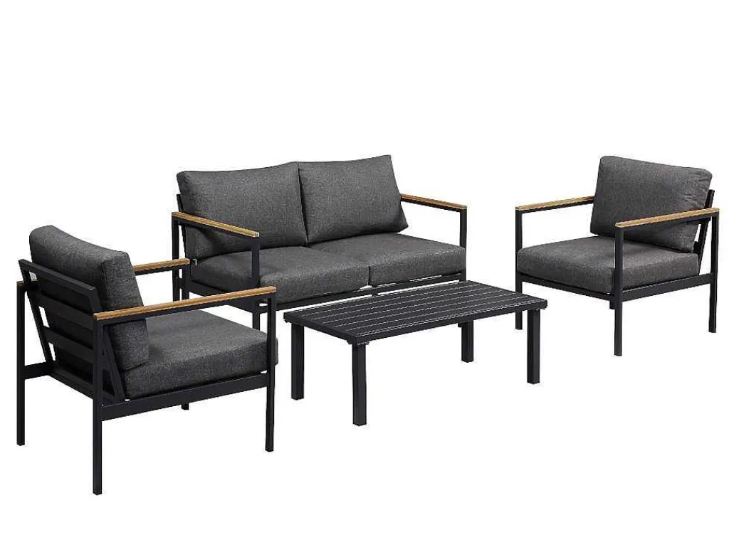Tuinset Van Aluminium: Een Tweezitsbank, Twee Fauteuils En Een Salontafel Van Vairao Van-MYLIA New