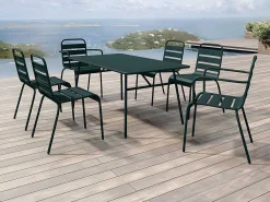 Tuintafel L160 Cm In Metaal - Dennengroen - Mirmande Van-MYLIA New