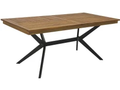 Tuintafel Van Acaciahout En Zwart Metaal Tobaga - L. 180 Cm-MYLIA Online